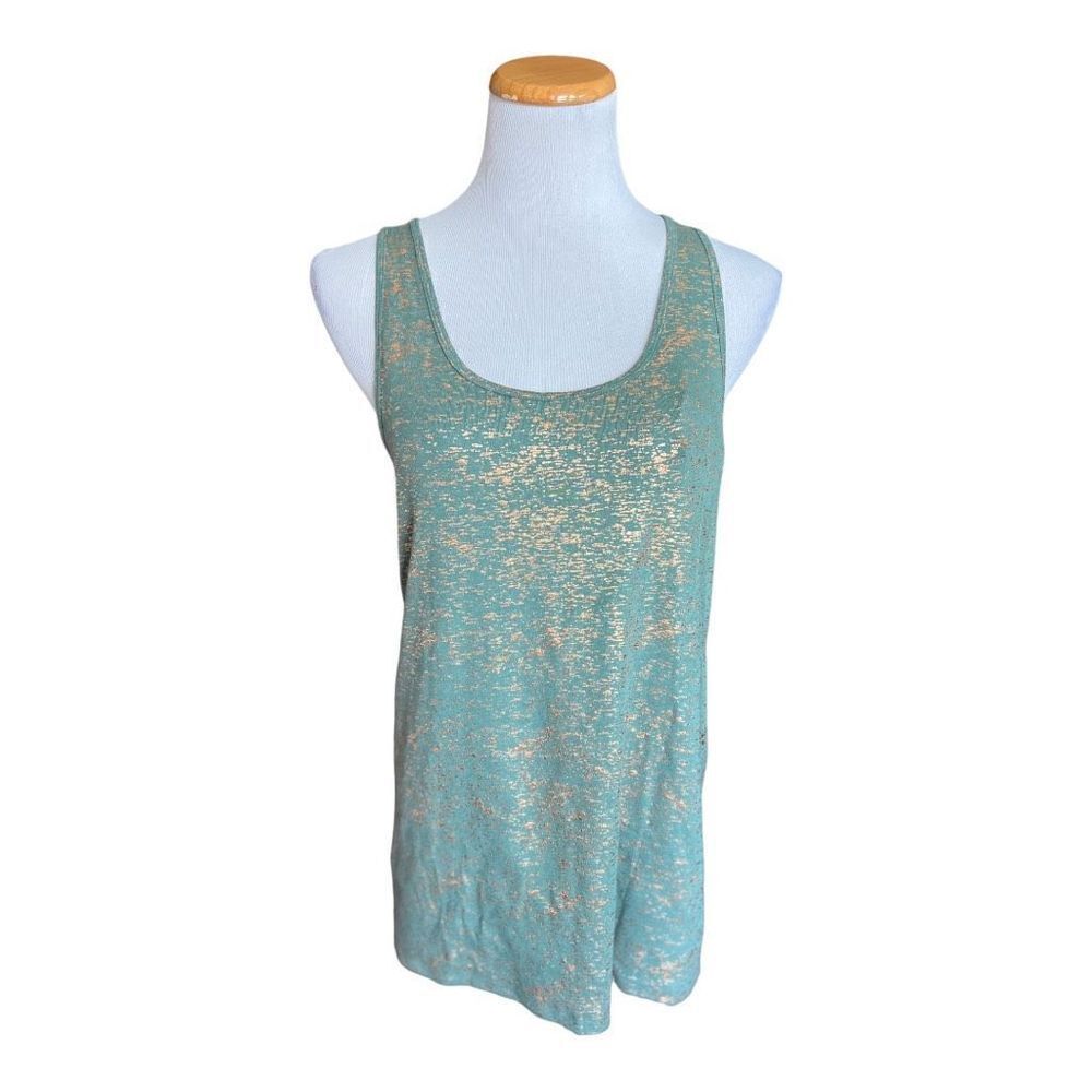 NWT Womens BCG Horizon Metallic Heathered Novelty Tank in Dark Forest - Sz 2X